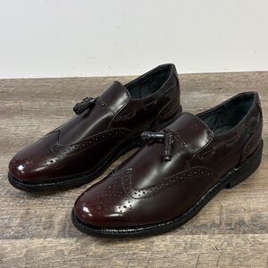 Executive Imperials Burgundy Leather Tassel Loafers Wingtip Brogue Shoes 11.5 E2